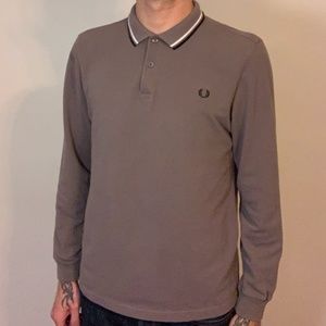 Fred Perry longsleeve  men’s polo gray/white/black